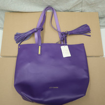 JOY &amp; IMAN Purple Luxury Leather Tote Bag Purse with Gold Tone $70 MSRP - £23.89 GBP