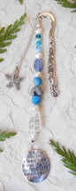 Dolphin Metal Bookmark Crystal Quartz, Blue &amp; Silver Druzy Agates Kyanit... - $18.00