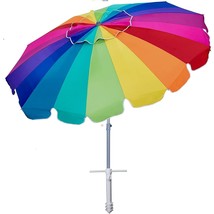 AMMSUN 7.5 Foot Heavy Duty HIGH Wind Beach Umbrella with sand anchor &amp; T... - £72.38 GBP