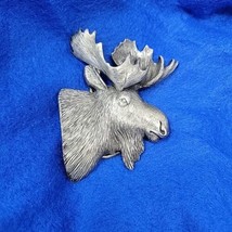 Bergamont Brass Works Moose Head Brass Belt Buckle  Snap On Vintage 1980 USA - $26.66