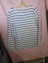 A New Day T-Shirt Top Womens XL Black &amp; Whit Stripe Long Sleeve Pullover... - £7.97 GBP