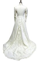 Vintage 1960s-70s-Wedding Gown Ivory Lace Empire Waist Train Veil Trouss... - $335.56