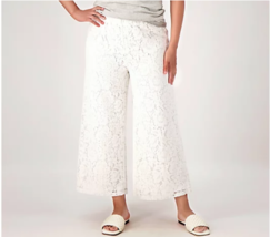 Girl W/ Curves Lace Wide Leg Crop Pants (Pearl White, Size 1X) A501252 - £24.14 GBP