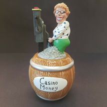 Casino Money Jar  Bank Lady with Slot Machine Hits It Big Ceramic Penco  - £15.18 GBP