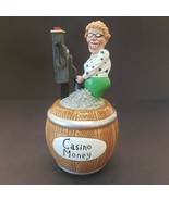 Casino Money Jar  Bank Lady with Slot Machine Hits It Big Ceramic Penco  - $21.74 CAD