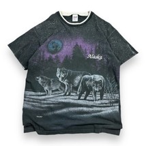 Vtg 90s Wildlife Wolf Nature Animal AOP Shirt San Segal Alaska XL Galaxy... - $31.67