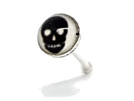 Nose Stud Skull Face Argento 22g (0.6mm) Argento 925 Ball Ended Emo Goth - £3.26 GBP