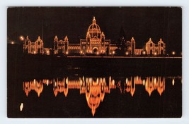 Night View Parliament Buildings Victoria BC Canada UNP Chrome Postcard L13 - £5.39 GBP