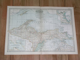 1897 Antique Dated Map Of Northern Part Of Michigan / Sault Ste. Marie - £23.20 GBP