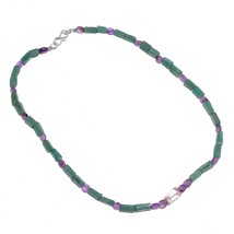 Natural Aventurine Amethyst Gemstone Mix Shape Smooth Beads Necklace 17&quot; UB-6249 - £7.70 GBP