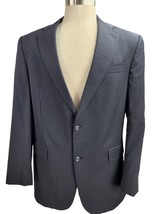 Hart Schaffner Marx Men&#39;s Wool Light Blue On Navy Blue Pinstripe 41R Sui... - $10.88