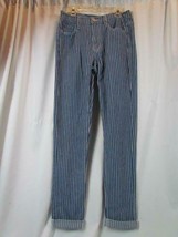 NWT Dickies Workwear 5 Pkt Buckle Back Striped Blue Cuffed Skinny 1/25 O... - $10.44