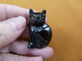 (Y-CAT-213) Little Black Onyx Kitty Baby Kitten Cat Stone Figurine I Love Cats - £9.89 GBP
