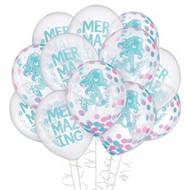 Shimmering Mermaids Birthday Latex Confetti Party Balloons, 12 Count - £12.89 GBP