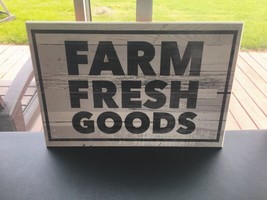 Farmhouse Sign Plaque Wall Decor Distressed Farm Fresh Goods Rustic Sign - £11.85 GBP