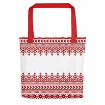Decorative Embroidery Ethnic Design White &amp; Red Tote Bag - £27.31 GBP
