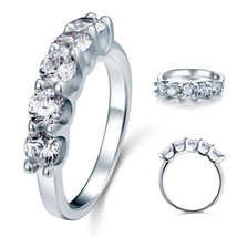 5 stone 1.25 Ct Round Cut Created Diamond 14K White Gold Over Engagement Ring - £55.60 GBP