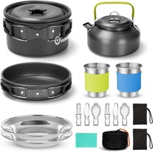 Odoland 15-Piece Camping Cookware Mess Kit For Outdoor Cooking And, And Spoons. - £40.79 GBP