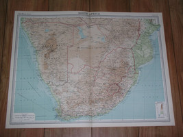 1922 Vintage Map Of South Africa Namibia Rhodesia Zimbabwe Botswana - £26.31 GBP