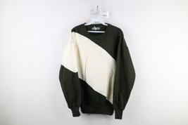 Vintage 80s Gap Sport Mens Large Blank Color Block Crewneck Sweatshirt Green - £47.84 GBP