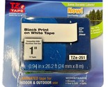 NEW Brother P-Touch TZe-251 1&quot; Black Print White Tape TZ531 TZ-251 - £11.67 GBP