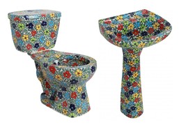 Mexican Talavera Ceramic Toilet Hand Painted  - Florecitas - - $22,462.85 MXN