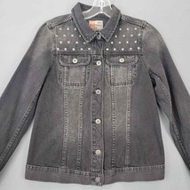 Ruff Hewn Womens Jacket Size S Black Jean Studded Grunge Button Up Long Sleeves - £11.00 GBP