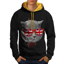 Wellcoda British Shorthair Mens Contrast Hoodie, Patriot Casual Jumper - £31.56 GBP