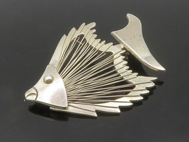 MEXICO 925 Sterling Silver - Vintage Shiny Wire Fish Motif  Brooch Pin - BP5751 - £46.36 GBP