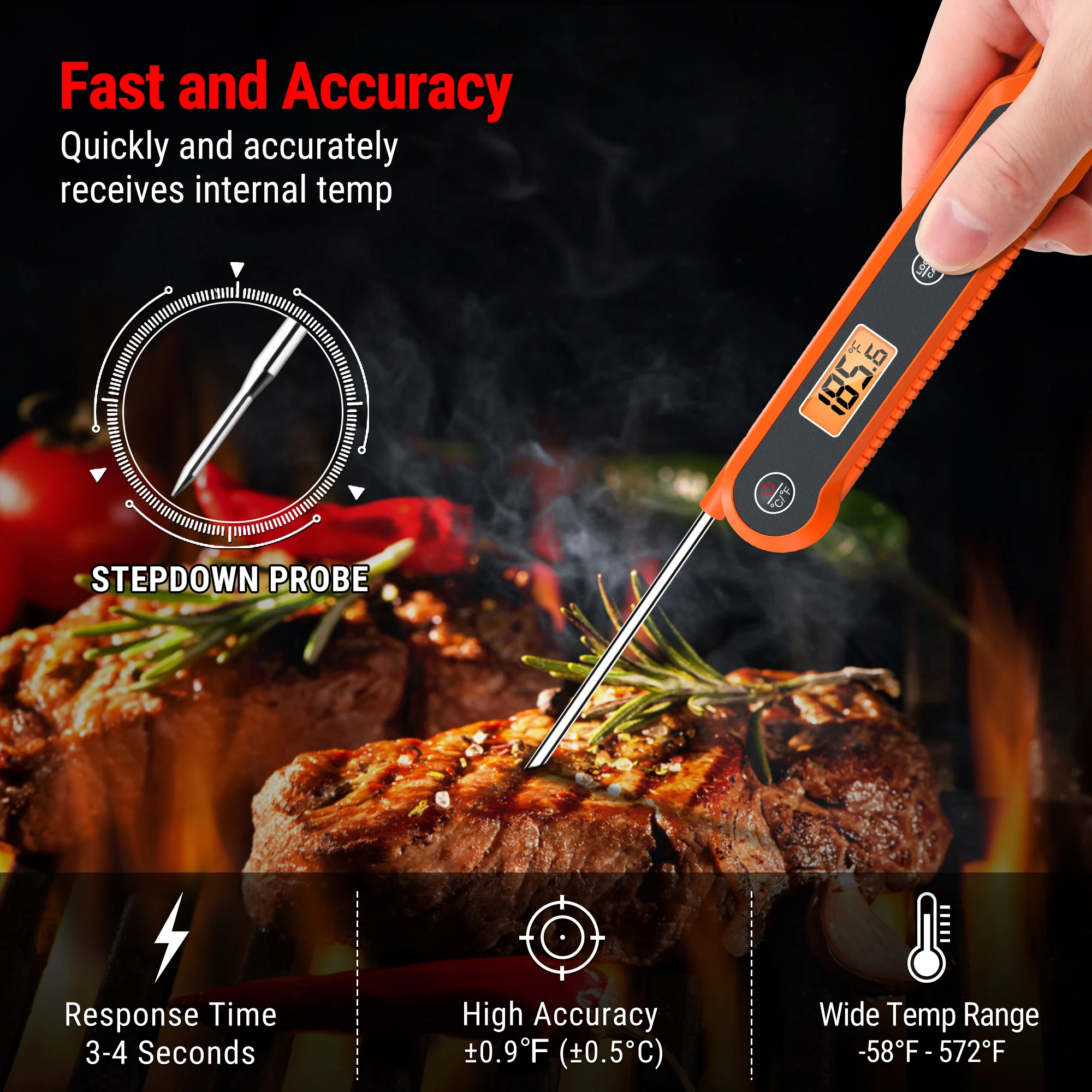 Sporting ThermoPro TP03H Digital Backlight Folding Barbecue Kitchen CoAng Meat T - £31.45 GBP