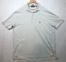 Ralph Lauren Polo Golf Stretch Lisle Polo Shirt White Navy Blue Striped ... - $14.69