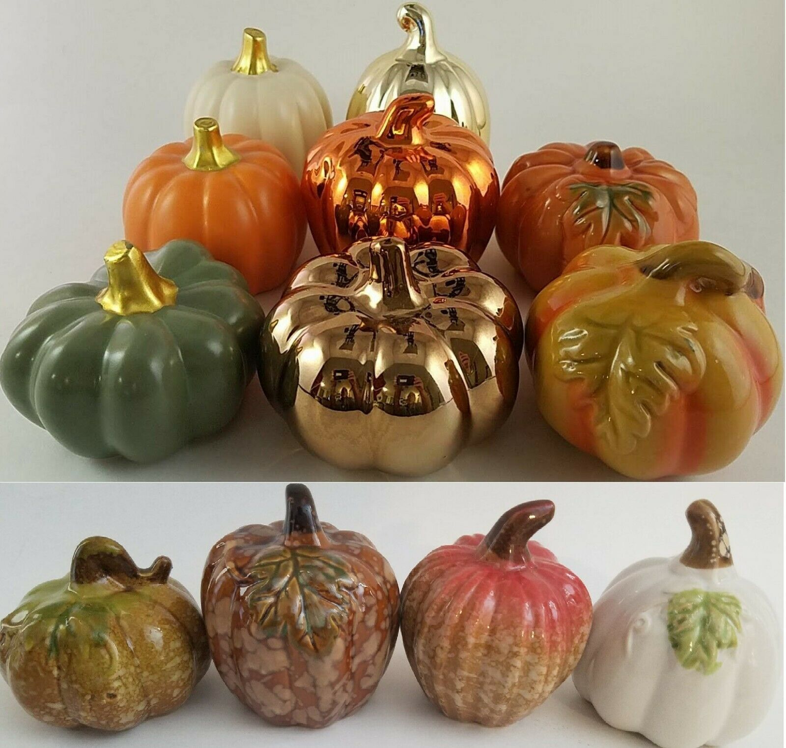 Mini Ceramic Pumpkin Decorations Pumpkins, Select Type and Color - $3.99