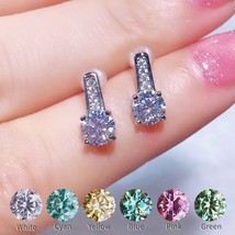 Big Sale Real Moissanite Earrings Gemstone Diamond Studs Earrings 0.5CT Half One - £59.48 GBP
