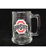 Ohio State Buckeyes Clear Glass Tankard Mug w Enameled Metal Logo Emblem - £7.39 GBP