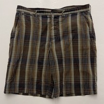 Polo Ralph Lauren 34 x 9" Brown Plaid Button Fly Flap Pocket Casual Shorts - £23.68 GBP