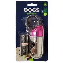 Pink and Silver Dog Poop Waste Bag Holder Dispenser with Leash Clip and ... - $13.98