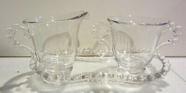 Vintage Imperial Glass Candlewick  Sugar Creamer &amp; Tray - £11.12 GBP