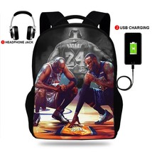 School Bag Basketball  Print School Backpack For Boys&amp;Girls Teenager USB Charge  - £134.85 GBP