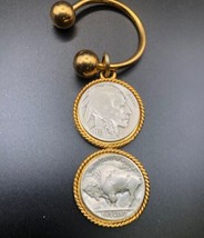 Indian Head Nickels Coin In Vintage Keychain Antique Coin Gold-tone - £23.34 GBP