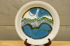 MCM Mid Century Modern Stoneware Landscape Pottery 11&quot; Pie Plate Serving... - $74.24