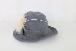 Vintage 50s Distressed Felt Wool Feather Band Floppy Fedora Hat USA 22&quot; ... - $34.60