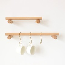 Modern bathroom kitchen wood towel rack, Minimalist wooden towel bar rod... - £44.83 GBP