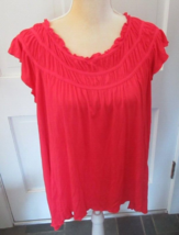 Grace &amp; Lace Red short sleeve elastic neck Top size L - $7.99