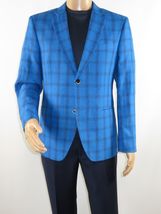 Mens 100% Linen Sport Coat Plaid Design INSERCH Fully Lined 660131 Royal Blue image 9