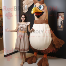 Brown Tandoori Chicken mascot costume character dressed with a Empire Waist Dres - £998.24 GBP