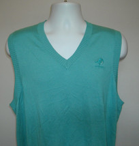 Mens Bobby Jones Bighorn Golf Vest Large Silk Cotton Cashmere teal blue green - £35.57 GBP