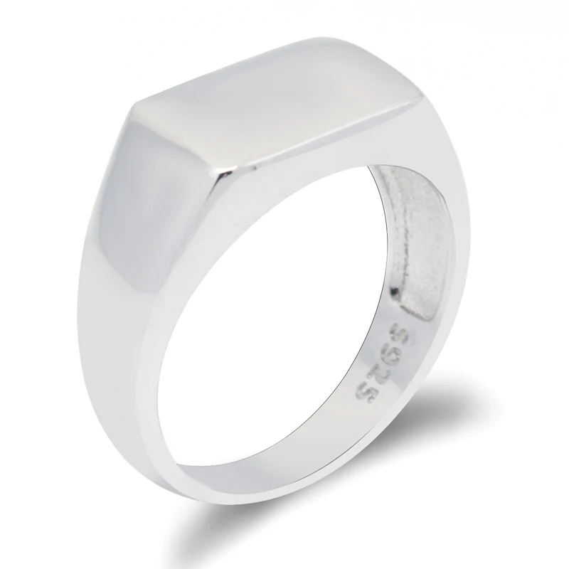 925 Sterling Silver Signet Ring for Men Women Rectangle Classic Simple Engraved  - £39.61 GBP