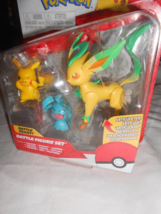 Pokemon Battle Figure Set Pikachu + Leafeon + Wynaut NIB Collectible Jazwares  - $14.84