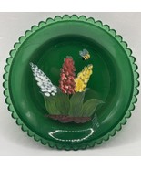 Pairpoint Hand painted Flowers Glass Cup Plate Green - $20.55 CAD