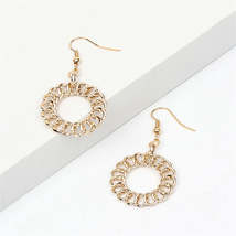 18K Gold-Plated Open Figaro Round Drop Earrings - $12.99